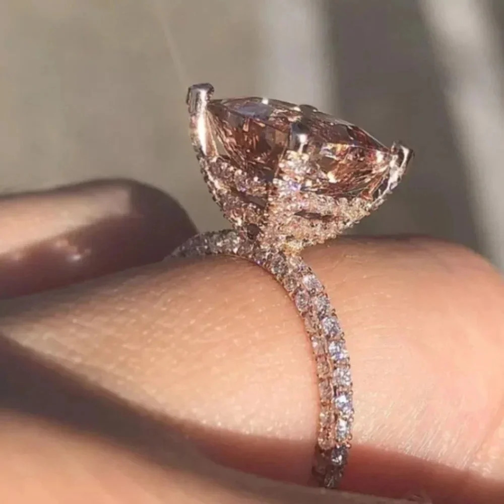 18K Rose Gold 6 Carat Huge Round Morganite Ring